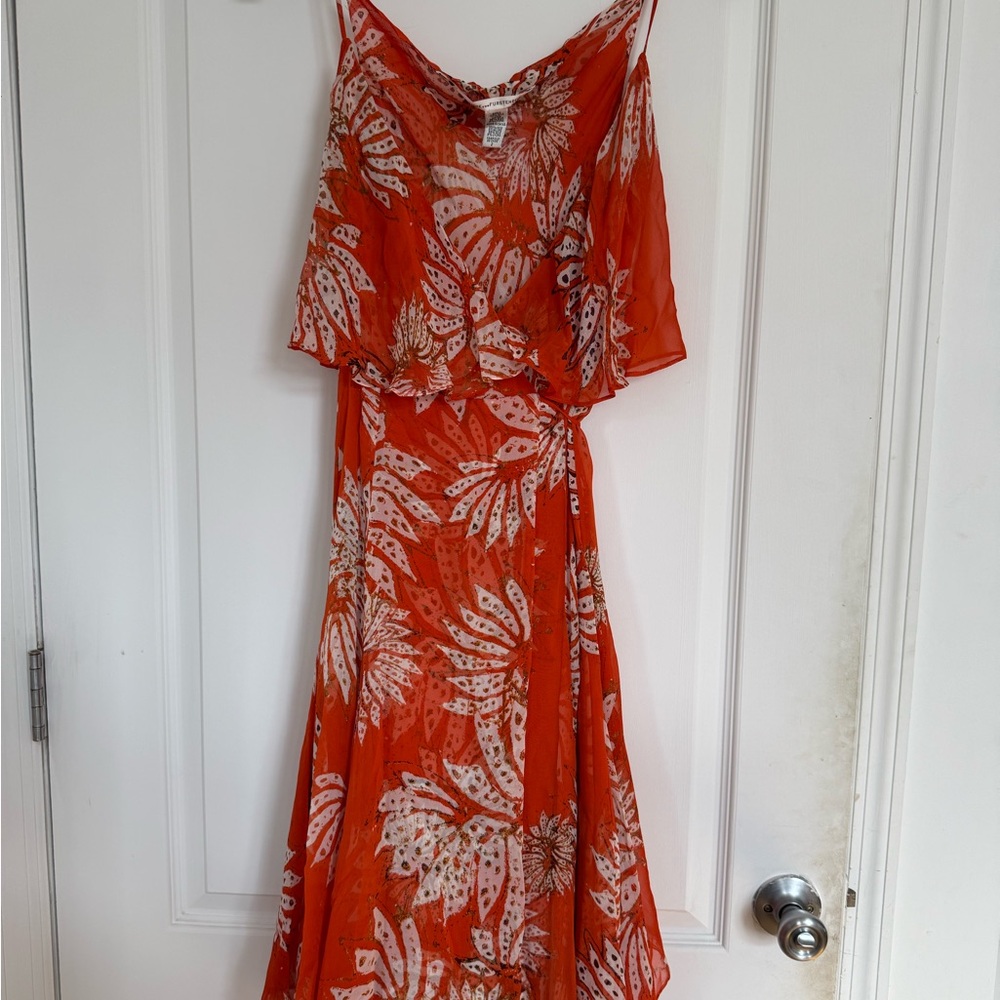 Diane Von Furstenberg Red and White Floral Maxi Dress